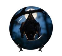 Bone China Decorative Plate with Display Stand Display Plate for Wall Decor | Bat Hanging Upside Down Dinner Plate Dessert Decorative Porcelain Plate For Kitchen Dining Room Wine Cabinet Home Decor