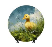 Bone China Decorative Plate with Display Stand Display Plate for Wall Decor | Little Duck In The Field Dinner Plate Dessert Decorative Porcelain Plate For Kitchen Dining Room Wine Cabinet Home Decor