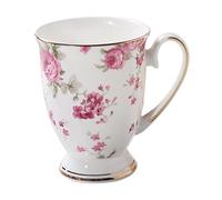 Bone China Mug, 300ml Floral Ceramic Coffee Cup Bone Porcelain Classic Breakfast Cup for Coffee Tea Water and Hot Chocolate