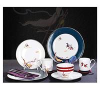 Bone China Porcelain Dinnerware Set, Vintage Service for 2 Chinese Style Porcelain 16-Piece Dinnerware Set Super White Dinner Set