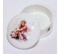 Bone China Round Trinket Box (Fairy Dreams - Floral Blossom)