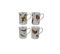 Bone China Set of 4 British Birds 10 fl oz Mugs - Gift Boxed