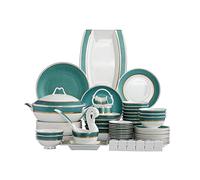 Bone China Tableware Set, 12 Servings of Ceramic Plates and Bowls, Wedding and Housewarming Gifts, Light Luxury Modern Design, Durable Tableware for Indoor and Outdoor Use