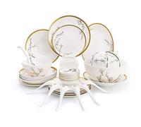 Bone China Tableware Set, 36-piece Banquet Tableware, Magnolia Ceramic Plates And Bowls, Non-toxic Healthy Porcelain, Multi-purpose Tableware Set