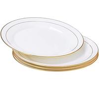 Bone China Tableware Set, With Gold-rimmed White Plates, High Bone Ash Content, Stackable To Save Space, Suitable For Both Everyday And Commercial Settings (White 18 cm (7 inches))