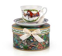Bone China Tea/Coffee Cup and Saucer in Gift Box Fine Bone China Tea Cup and Saucer Set of One (Running Horse)