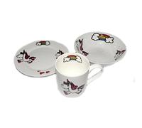 Bone China Unicorn Breakfast Set- 8 INCH Plate, Mug, and Oatmeal Bowl- Hand Decorated