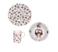 Bone China Woodland Animals Breakfast Set - 8 Inch Plate, Cereal Bowl & Mug