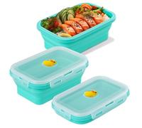BONE Collapsible Silicone Food Storage Containers with Lids, Freezer and Dishwasher Safe, Foldable Lunch Box for Camping, Leftovers, Snacks, Meals, 800 ml, Patti Duck