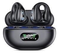 Bone Conduction Headphones, Wireless Headphones Earbuds,Comfort Open Ear Headphone, Clip On Bluetooth 5.3 Ear Buds,Waterproof Running Earphones with hearing aids Built-in Mic (black)