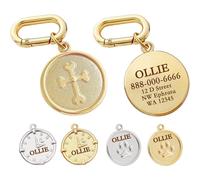(Bone-cross) Personalised Double-Sided Dog ID Tag, Stainless Steel Pet Name Tag, Laser Engraved Collar Charm, Gold or Silver