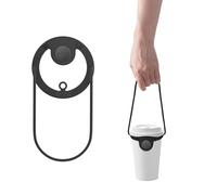 Bone Cup Tie 2, Reusable Takeout Beverage Carrier with Handle Tie, Silicone Coffee Cup Holder for to Go Cold and Hot Drinks with Self-Securing Strap - Black (Black)