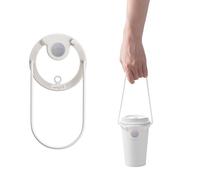 BONE Cup Tie 2, Reusable Takeout Beverage Carrier with Handle Tie, Silicone Coffee Cup Holder for to Go Cold and Hot Drinks with Self-Securing Strap - Black (White)