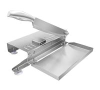 Bone Cutter, Stainless Steel Manual Meat Slicer with Scale and Food Tray, Labor-Saving Meat Cutter with Non Slip Handle and Suction Cup for Kitchen
