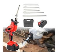 Bone Cutting Electric Saw,Cordless Reciprocating Saw - LED Lighting, Handheld, Weight Approx 2kg, for Cutting Meat, Metal, Wood, with 4 Blades, for Commercial, Home(1 Battery)