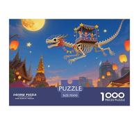 Bone Dragon Skimming Night 1000 Pieces Portable Jigsaw Puzzle Age 3+ Quirky, Abstract Design, Home Decoration, Educational, Challenging 70x50cm/1000pcs