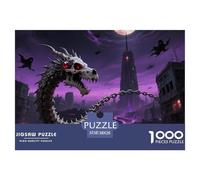 Bone Dragon Skimming Night 1000 Pieces Portable Jigsaw Puzzle Age 3+ Quirky, Abstract Design, Home Decoration, Educational, Challenging 38x26cm/1000pcs