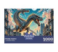 Bone Dragon Skimming Night 1000 Pieces Portable Jigsaw Puzzle for Adults Quirky, Abstract Design, Fun Details, Educational, Challenging Puzzle Games 38x26cm/1000pcs