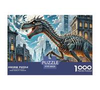 Bone Dragon Skimming Night 1000 Pieces Portable Jigsaw Puzzle for Adults Quirky, Abstract Design, Fun Details, Educational, Challenging Puzzle Games 38x26cm/1000pcs