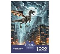 Bone Dragon Skimming Night 1000 Pieces Premium Jigsaw Age 14+ for Adults Quirky, Abstract Design, Fun Details, Educational, Challenging Puzzle Games 70x50cm/1000pcs