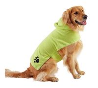 Bone Dry Animal's Pet Collection Embroidered Absorbent Microfiber Bath Robe with Adjustable Closure, for Dogs & Cats, Lettuce Green, S
