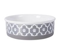 Bone Dry Lattice Collection Pet Bowl & Canister, Large, 7.5x2.4", Gray
