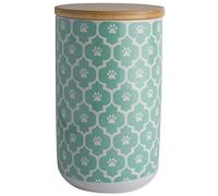 Bone Dry Lattice Collection Pet Bowl & Canister, Treat Canister, 4x6.5, Aqua