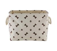Bone Dry Paw and Bone Print, Cotton, Dark Brown, Medium Rectangle