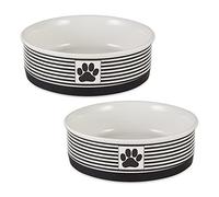Bone Dry Paw & Patch Ceramic Pet Collection, Large Set, 7.5x2.4, Black, 2 Piece