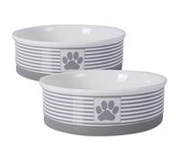 Bone Dry Paw & Patch Ceramic Pet Collection, Large Set, 7.5x2.4", Gray, 2 Piece