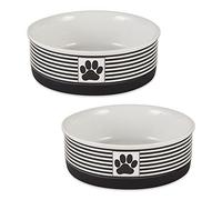 Bone Dry Paw & Patch Ceramic Pet Collection, Medium Set, 6x2, Black, 2 Piece
