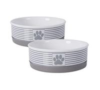 Bone Dry Paw & Patch Ceramic Pet Collection, Medium Set, 6x2", Gray, 2 Piece