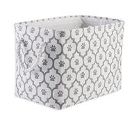 Bone Dry Paw Print Collapsible Polyester Pet Storage Bin, Rectangle Medium - 16 x 10 x 12", Lattice Gray