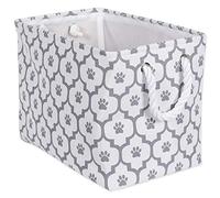 Bone Dry Paw Print Collapsible Polyester Pet Storage Bin, Rectangle Small - 14 x 8 x 9", Lattice Gray