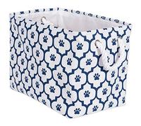 Bone Dry Paw Print Collapsible Polyester Pet Storage Bin, Rectangle Small - 14 x 8 x 9", Lattice Navy