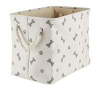 Bone Dry Paw Print Collapsible Polyester Pet Storage Bin, Rectangle Small - 14 x 8 x 9", Paws & Bones Gray