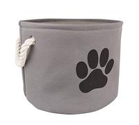 Bone Dry Paw Print Collapsible Polyester Pet Storage Bin, Round Medium - 15 x 15 x 12", Paw Print Gray