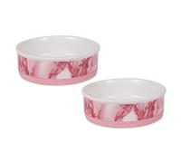 Bone Dry Pet Bowl Collection Ceramic Set, Large, Pink, 2 Piece