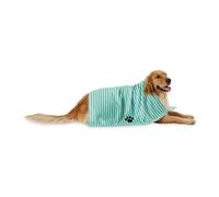 Bone Dry Pet Grooming Towel Collection Absorbent Microfiber X-Large, 41x23.5, Striped Aqua
