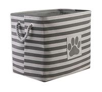 Bone Dry Pet Storage Collection Striped Paw Patch Bin, Large Rectangle, Gray