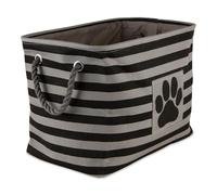 Bone Dry Pet Storage Collection Striped Paw Patch Bin, Small Rectangle, Black