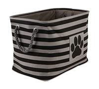 Bone Dry Striped Paw Patch Bin, Cotton, Black, Medium Rectangle