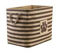 Bone Dry Striped Paw Patch Bin, Large Rectangle, Brown