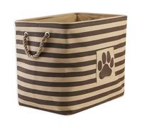 Bone Dry Striped Paw Patch Bin, Large Rectangle, Brown