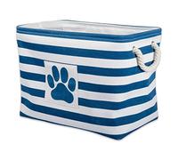 Bone Dry Striped Paw Patch Bin, Large Rectangle, Navy