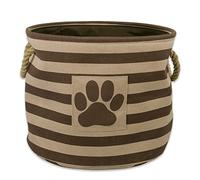 Bone Dry Striped Paw Patch Bin, Large Round, Brown
