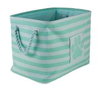 Bone Dry Striped Paw Patch Bin, Polyester, Aqua, Large Rectangle
