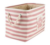 Bone Dry Striped Paw Patch Bin, Polyester, Rose, Large Rectangle