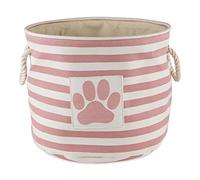 Bone Dry Striped Paw Patch Bin, Polyester, Rose, S Round