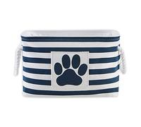 Bone Dry Striped Paw Patch Bin, Small Rectangle, Navy